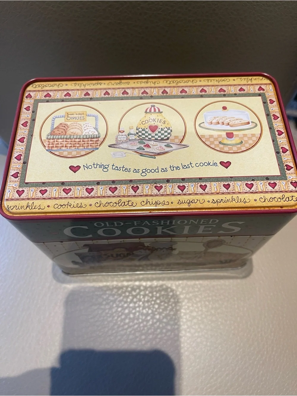 Old-Fashioned Cookies Decorative Cookie Tin - Teal and Cream